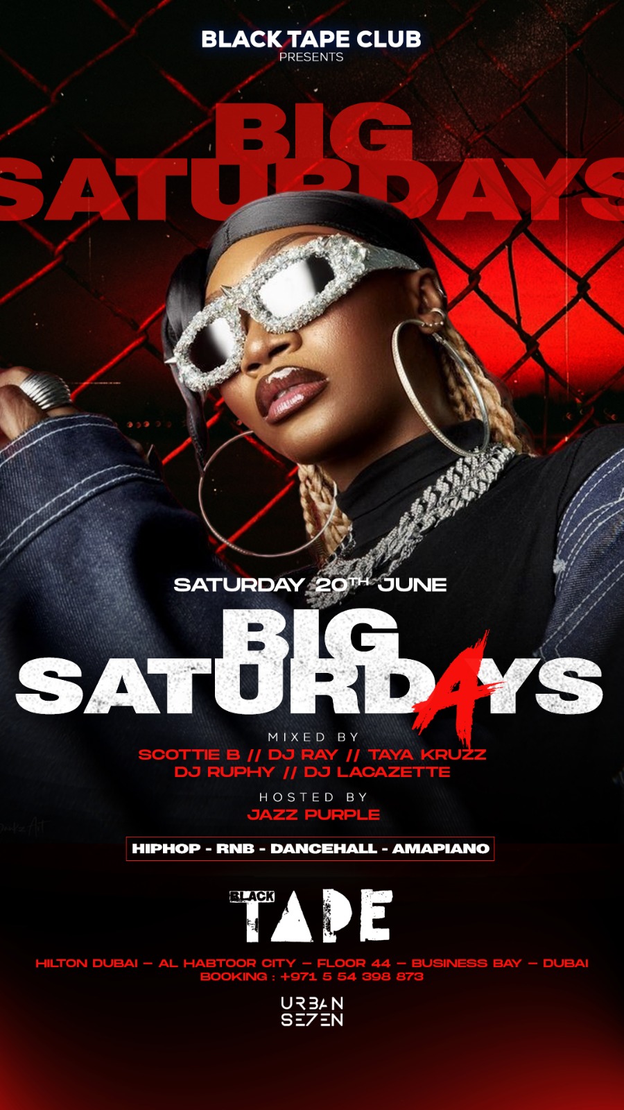 Big Saturdays, Saturday 20 June at Black Tape Club, Hilton Dubai Al Habtoor City, Floor 44, Business Bay